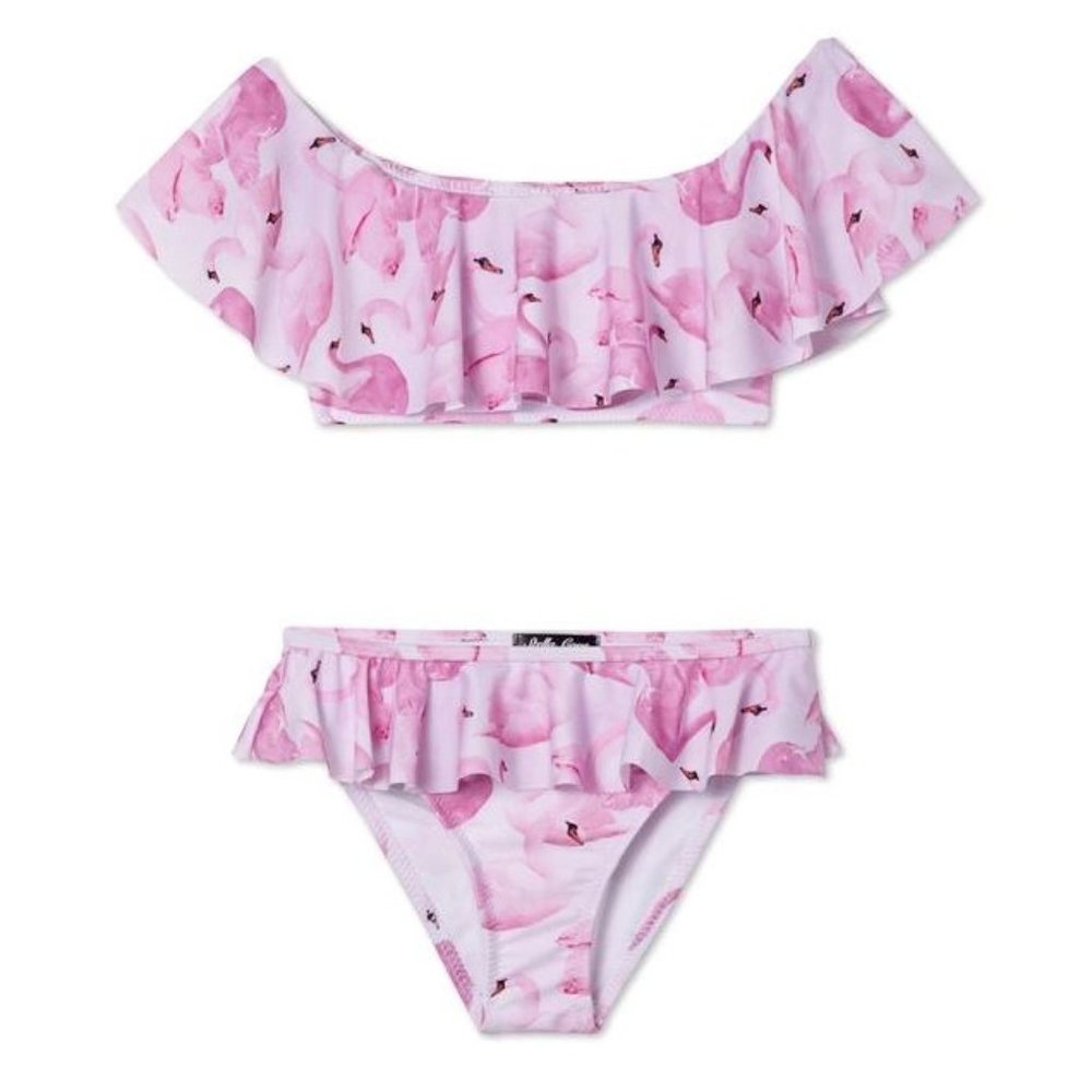 Stella Cove NWT Pink Swan Off The Shoulder Ruffle Two Piece Bikini Swimsuit